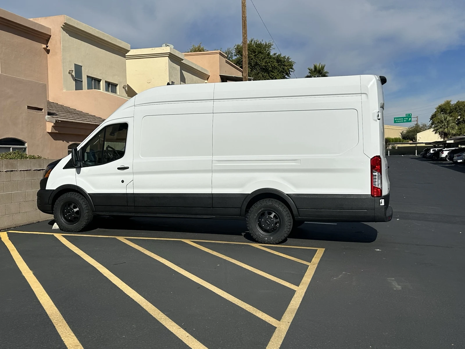 My Transit after the black RAPTOR lower-trim coating work