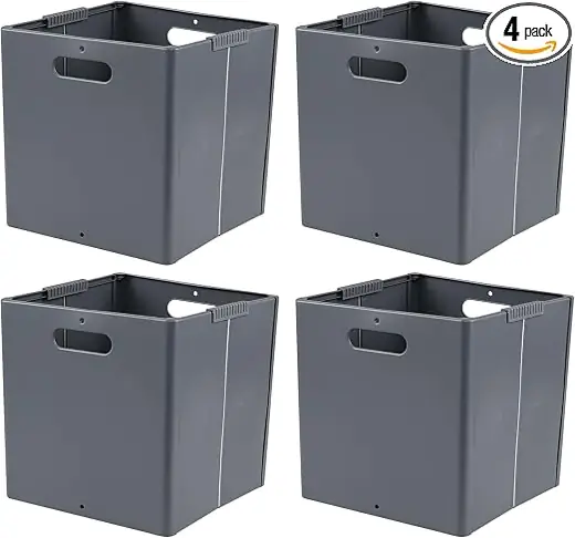 Ucake Foldable Plastic Cube Bins, Four-Pack