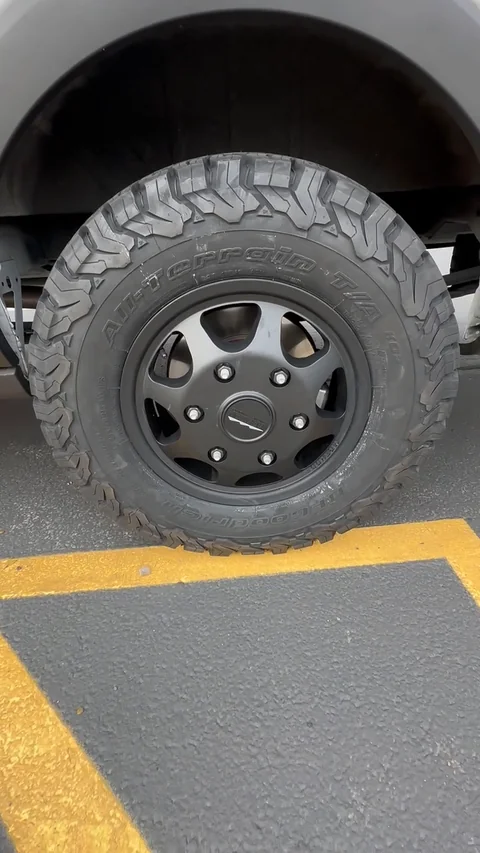 Installed rear matte-black Method wheel and BFGoodrich All-Terrain T/A tire, extracted from Steven’s after footage.
