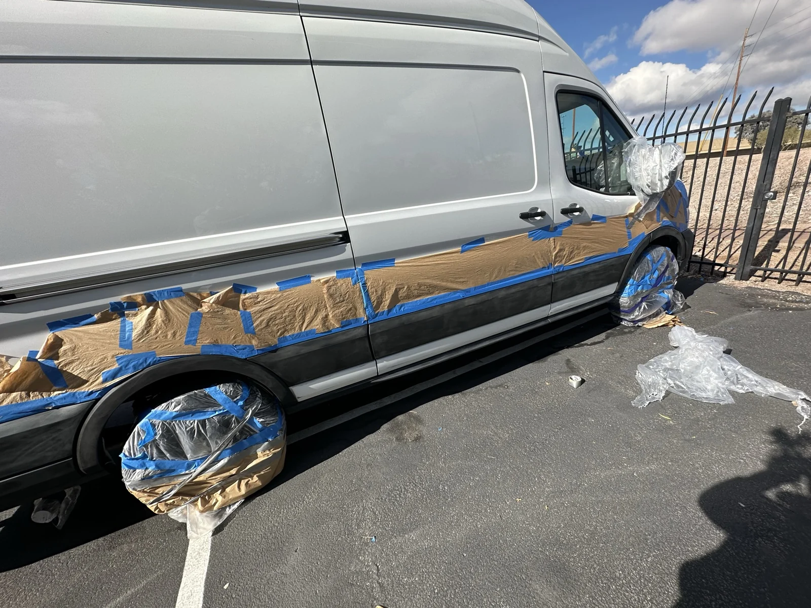 My masked and scuffed Transit before the black coating.