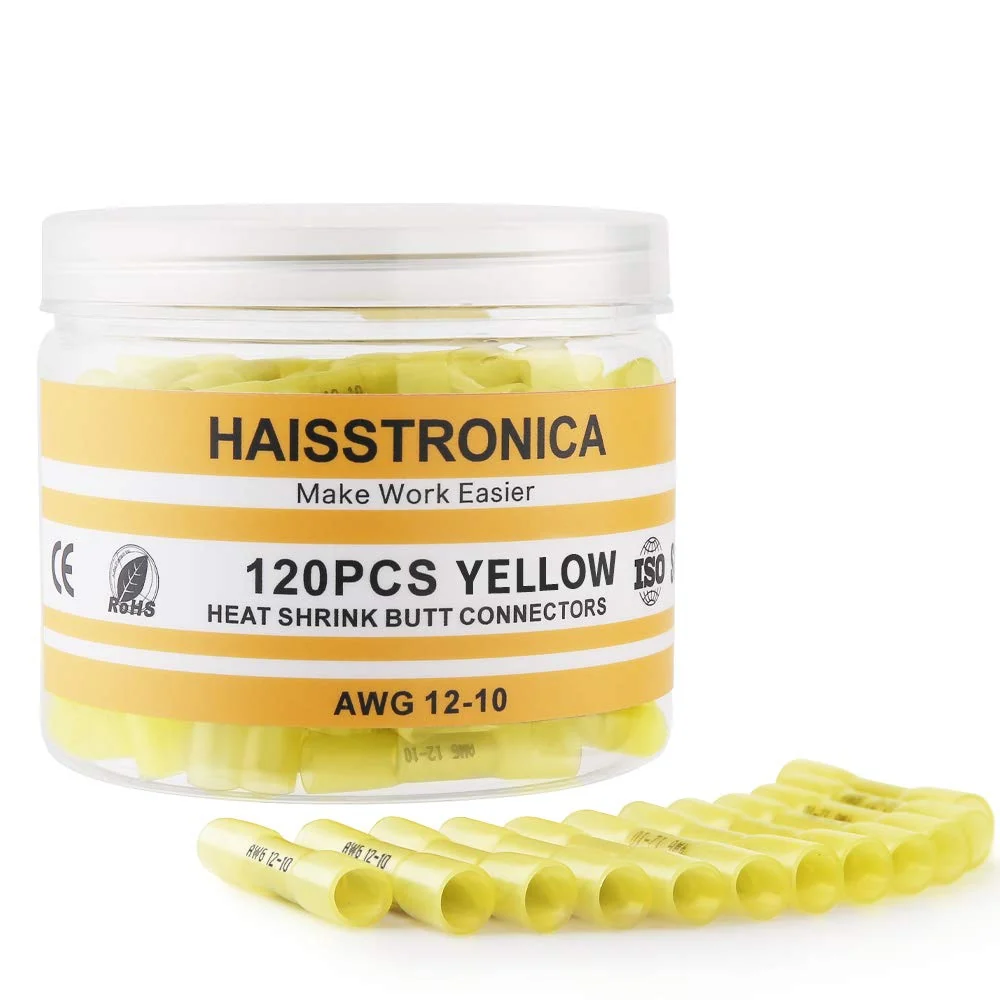 Haisstronica Yellow Heat-Shrink Butt Connectors
