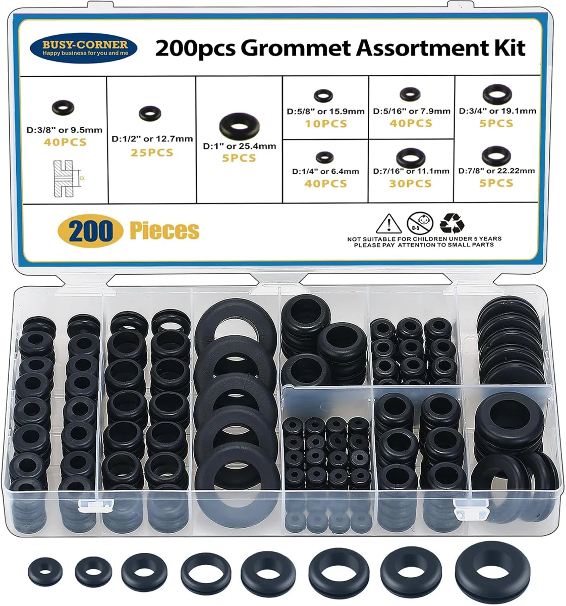 BUSY-CORNER Rubber Grommet Assortment