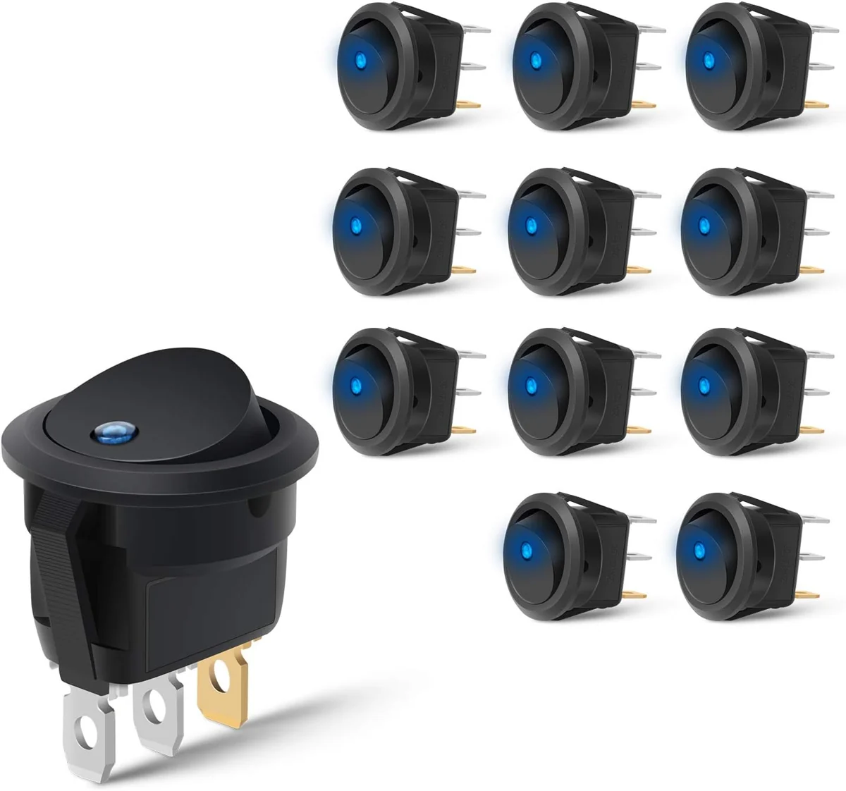 Nilight Blue Round Rocker Switches