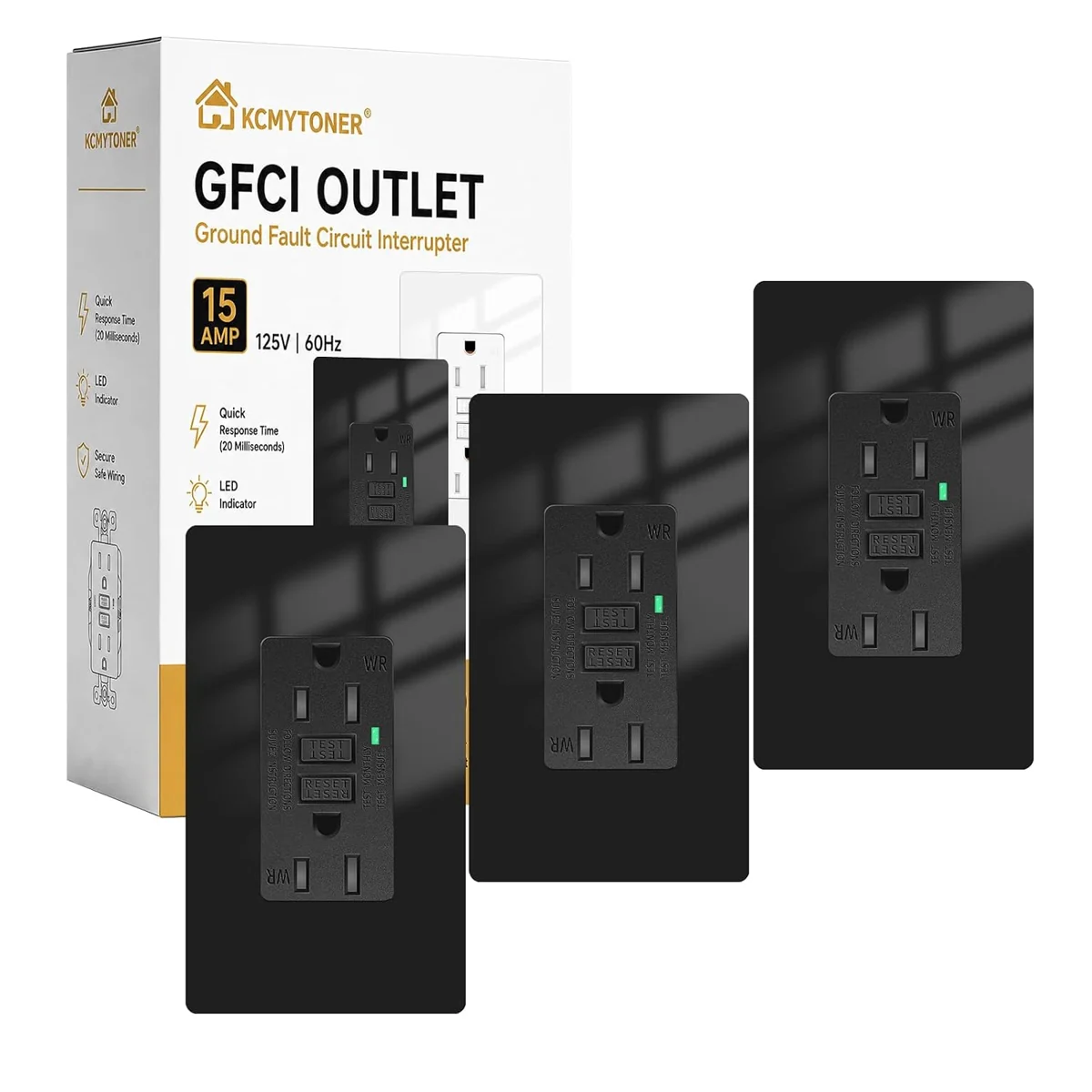 KCMYTONER Black GFCI Receptacles