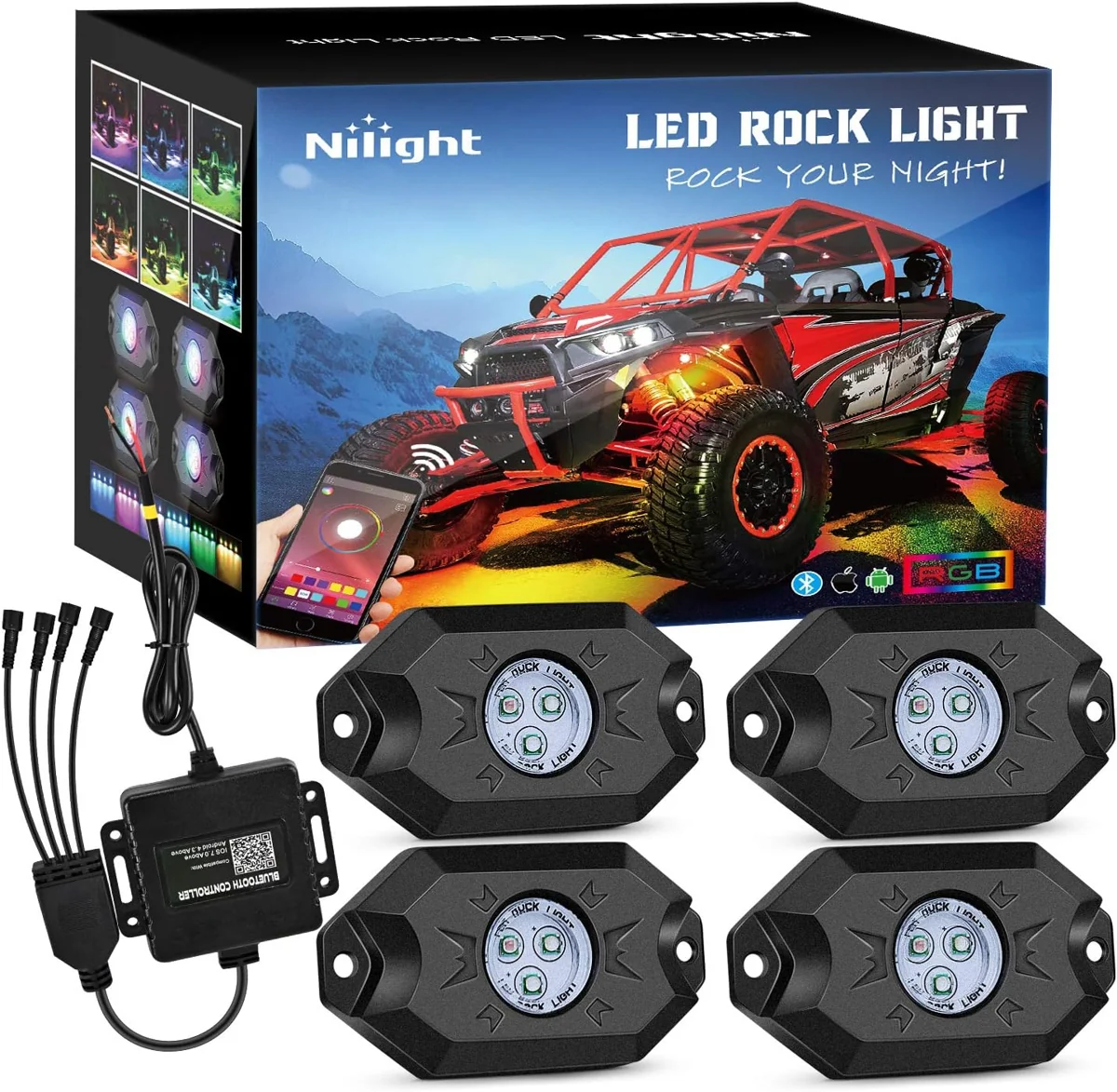 Nilight RGB Rock Light Kit