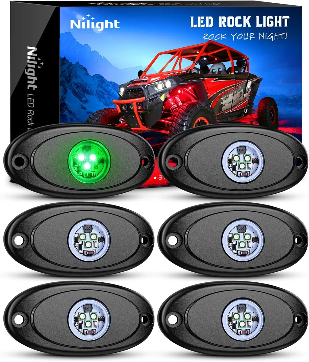 Nilight Six-Pod Green Rock Lights