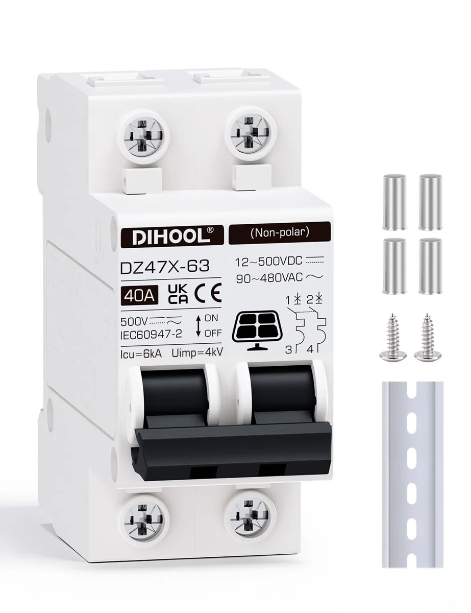 DIHOOL 40A Two-Pole DIN-Rail Breaker