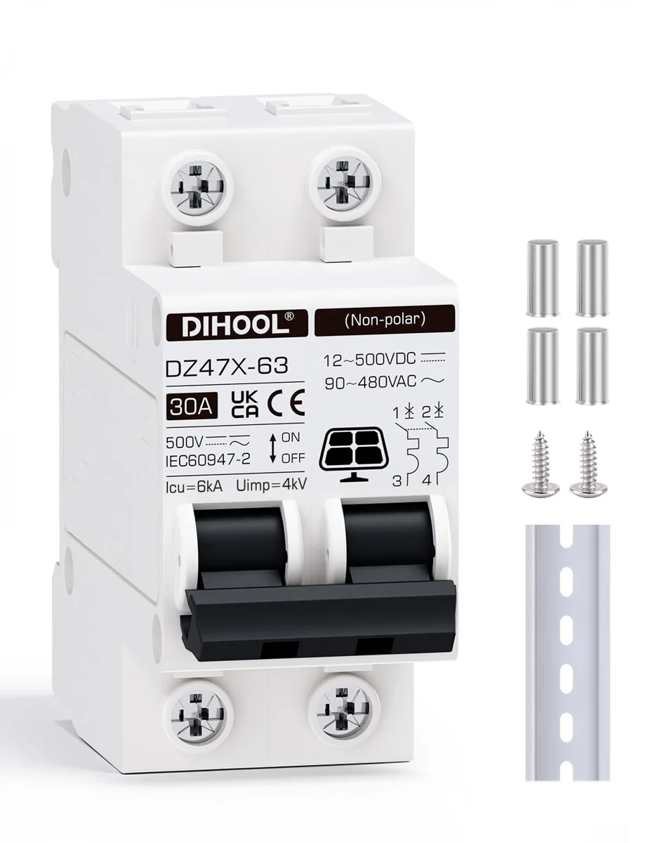 DIHOOL 30A Two-Pole DIN-Rail Breaker