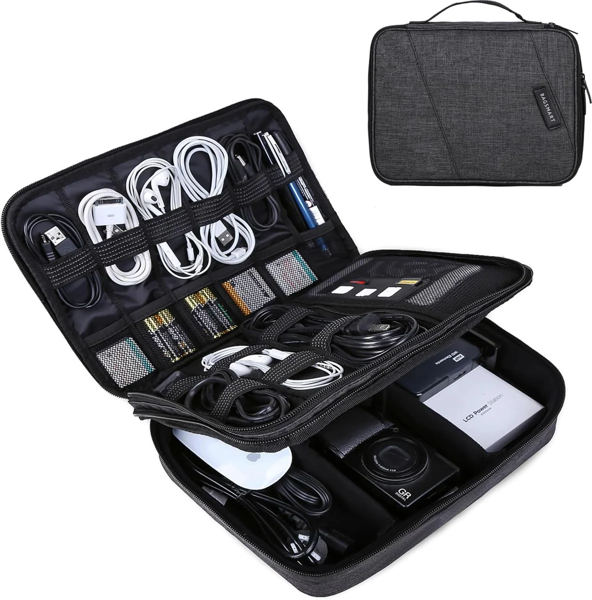 BAGSMART Double-Layer Electronics Organizer