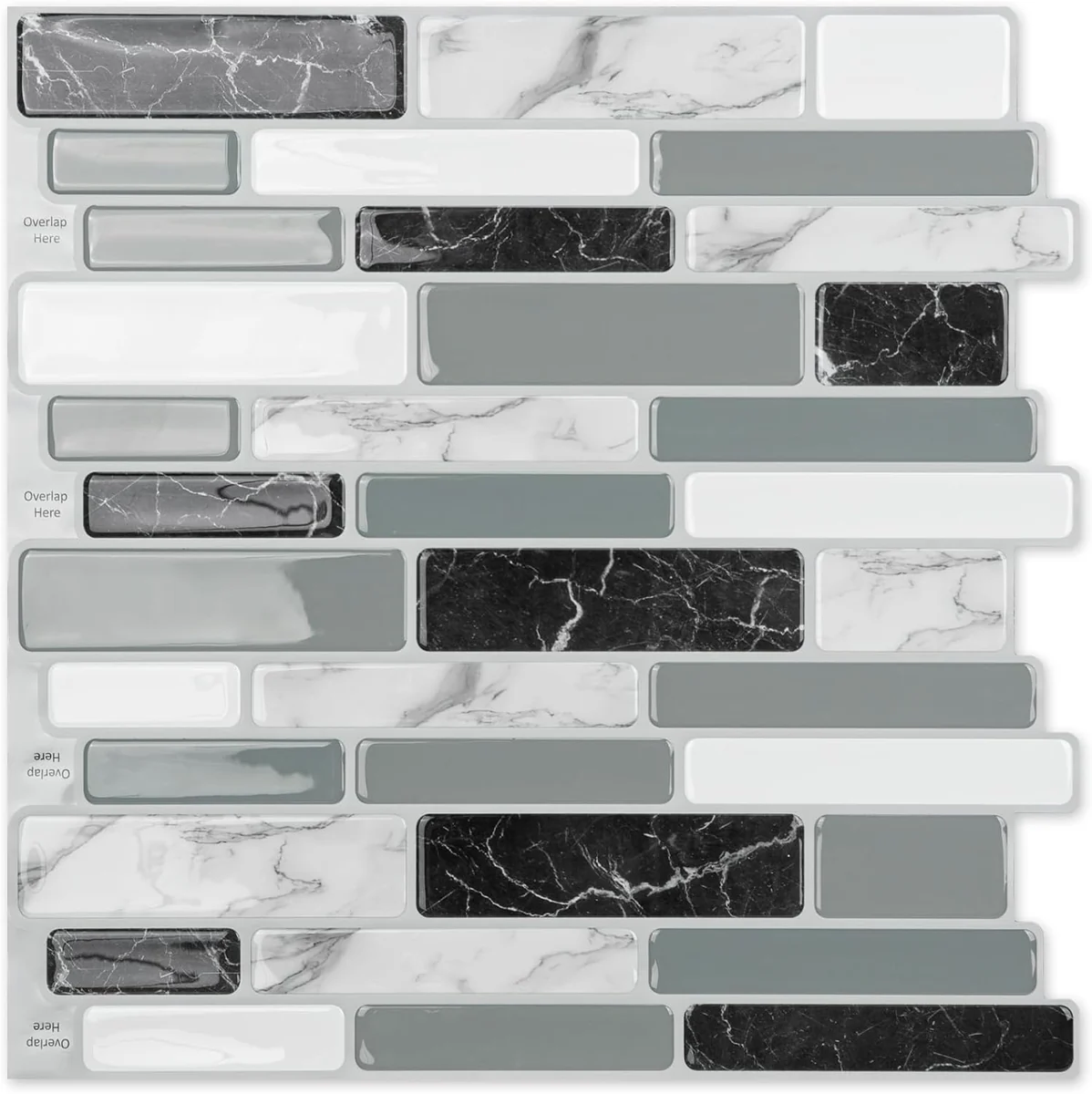 Art3d Marble-Grey Peel-and-Stick Tiles