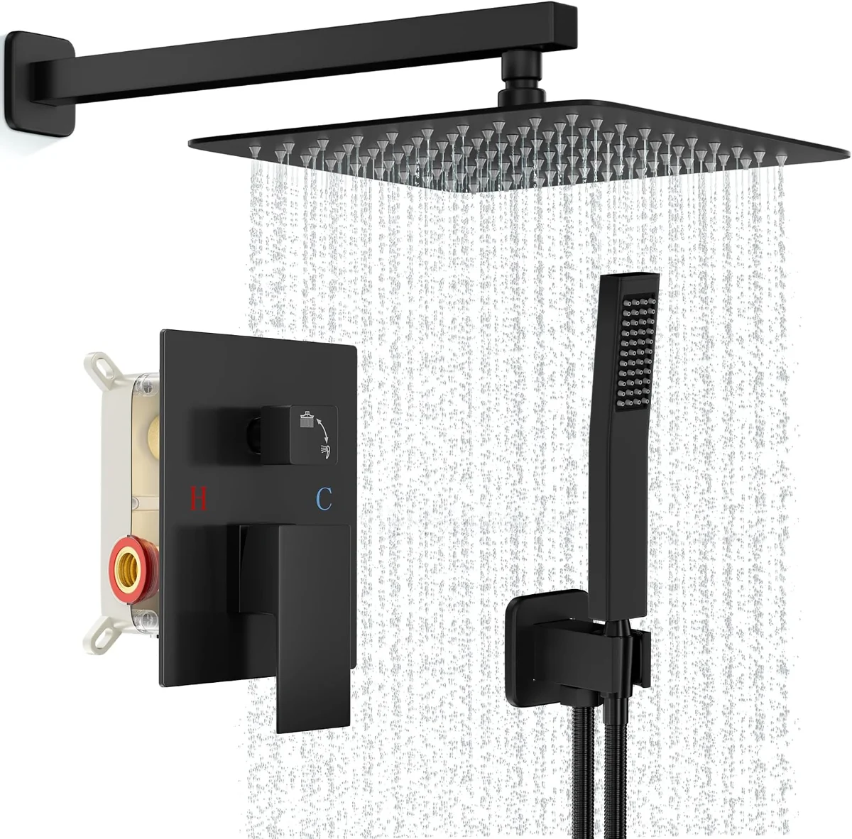 FPXRNG Black Rain-Shower Set