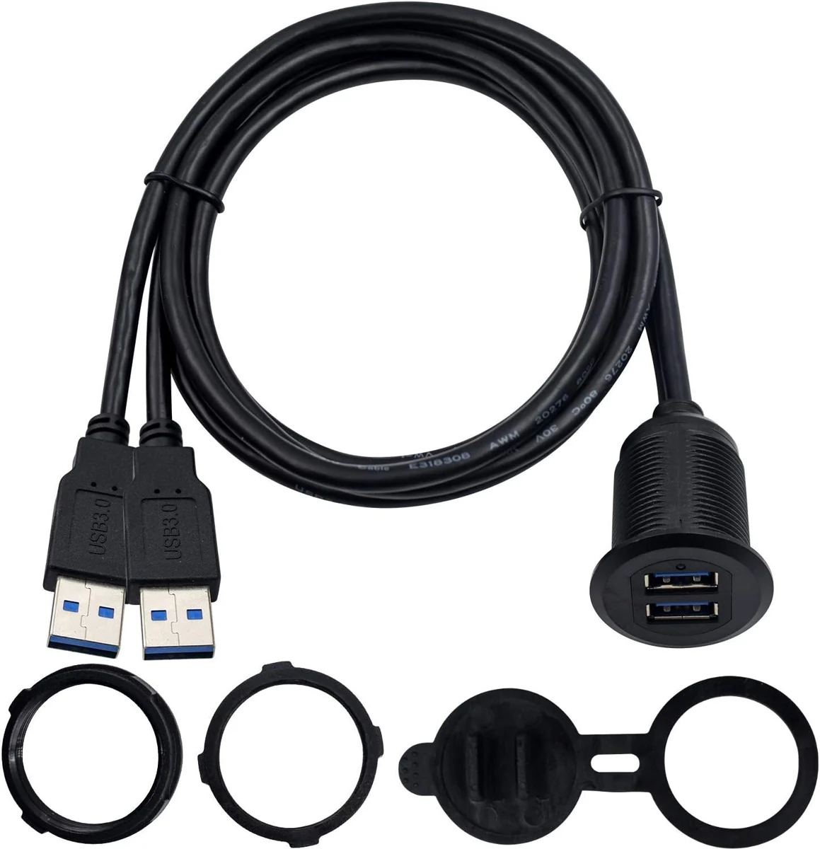 Duttek Dual USB Flush-Mount Cable