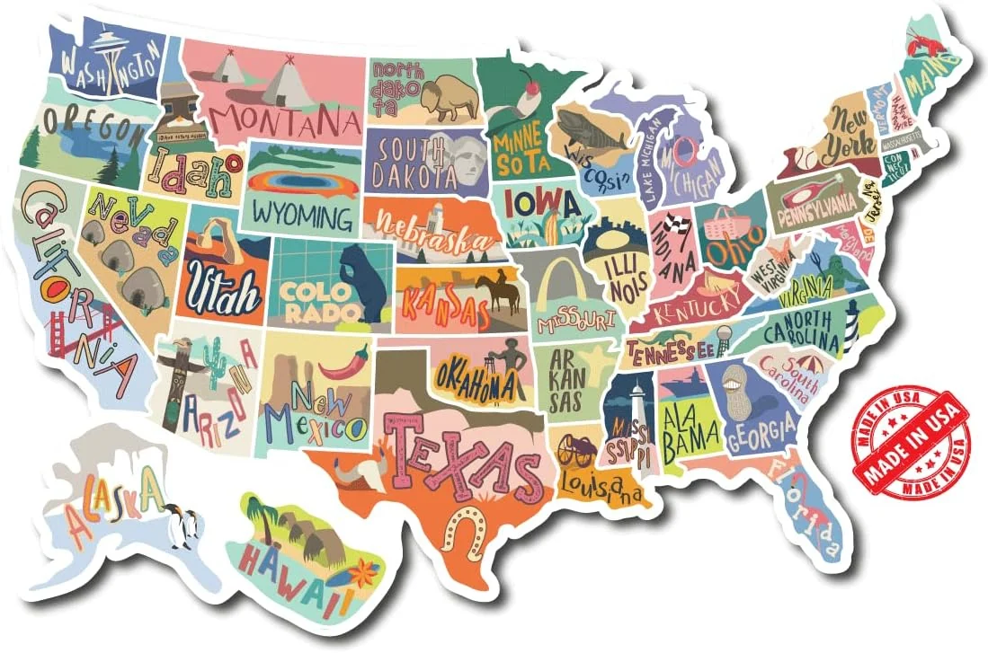 Vinyl North States Travel Map