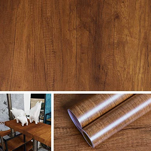 Livelynine Brown Wood-Grain Contact Film