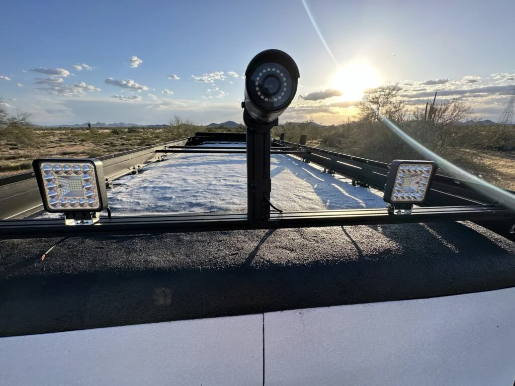 One of my roof-mounted cameras with LED pods beside it.