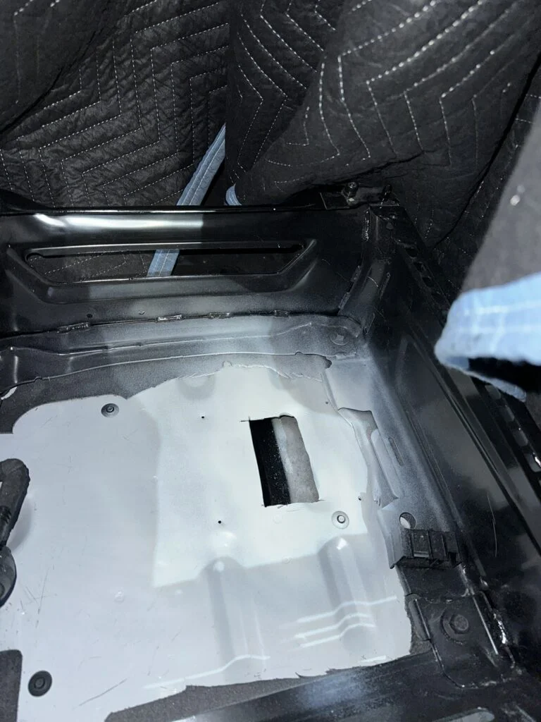 The white-painted area after the primer stage.