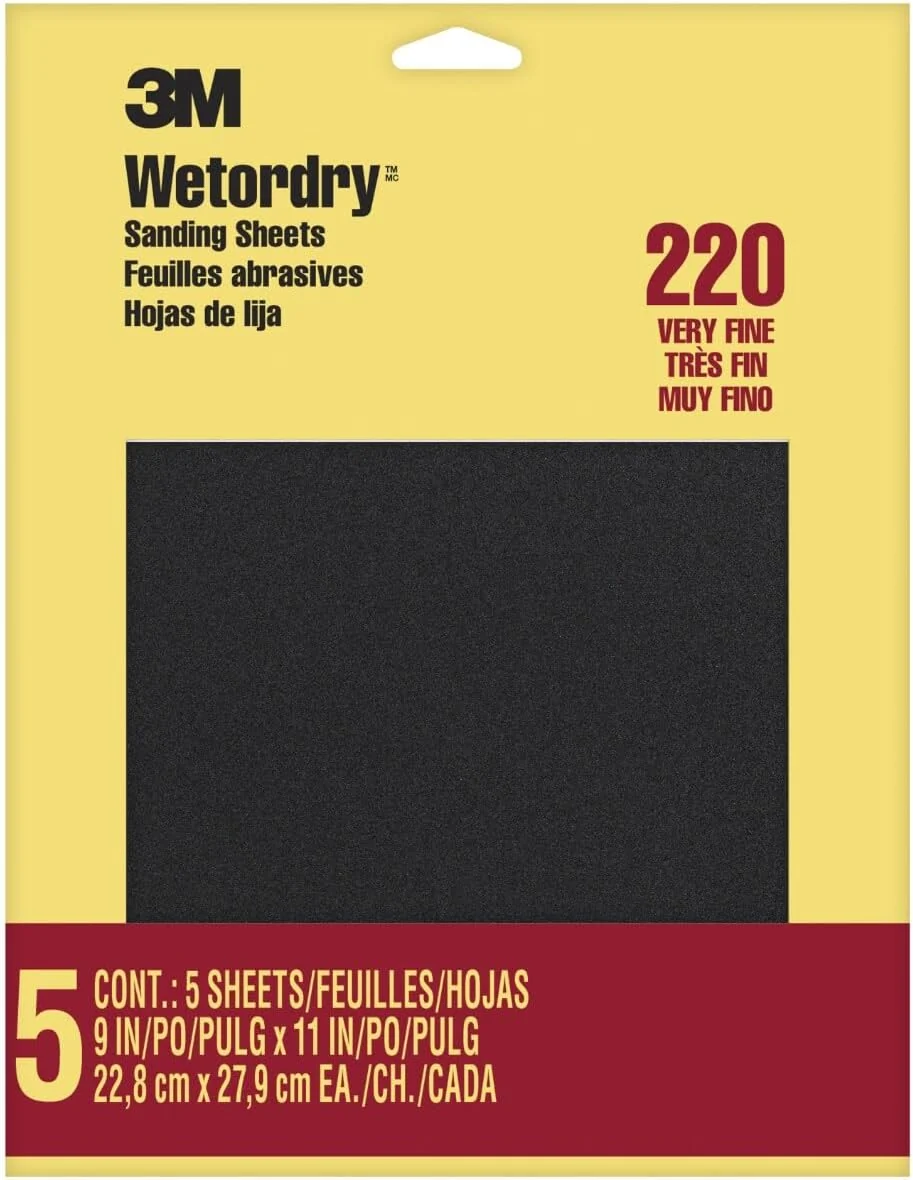 3M Wetordry 220-Grit Sandpaper