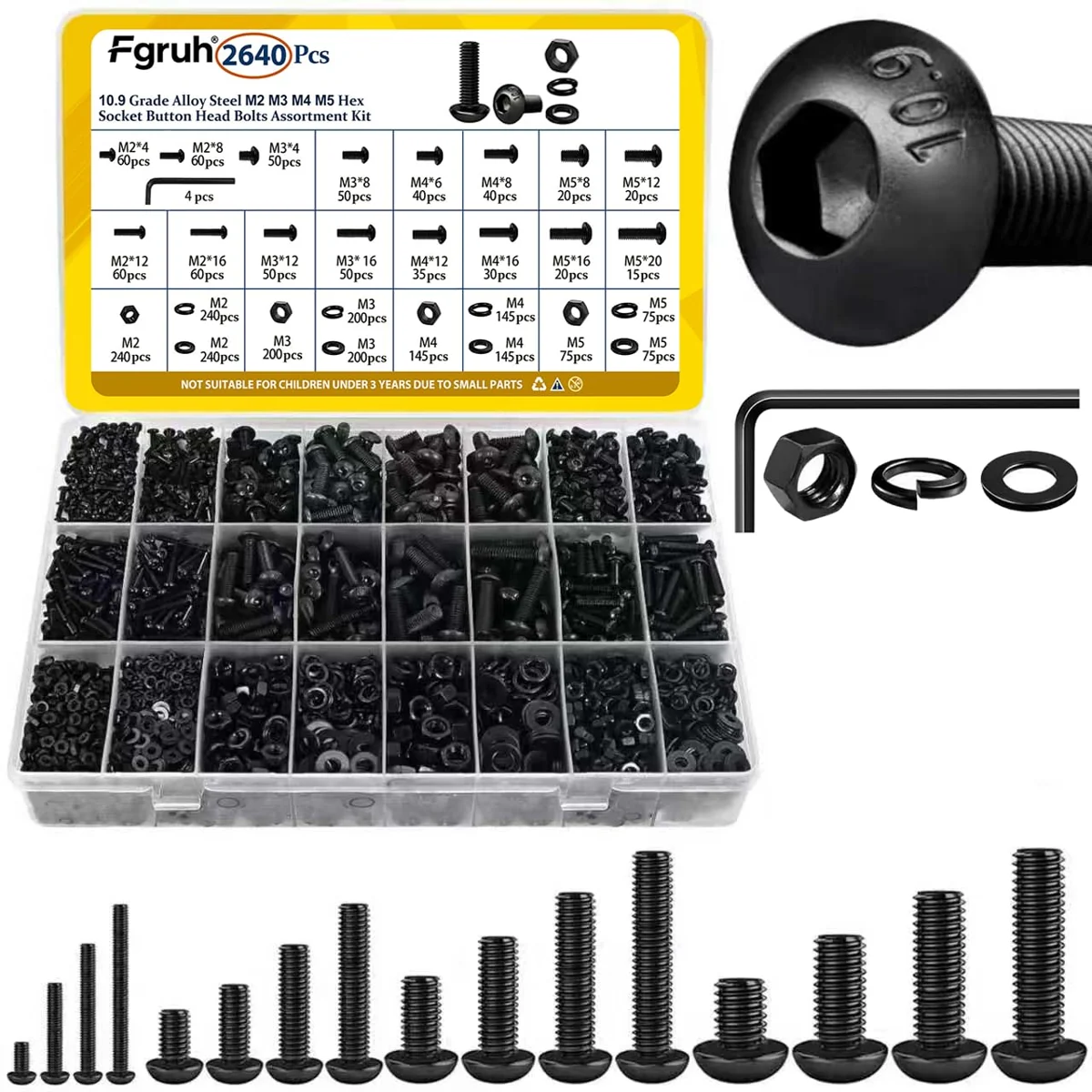 Fgruh Metric Button-Head Screw Assortment