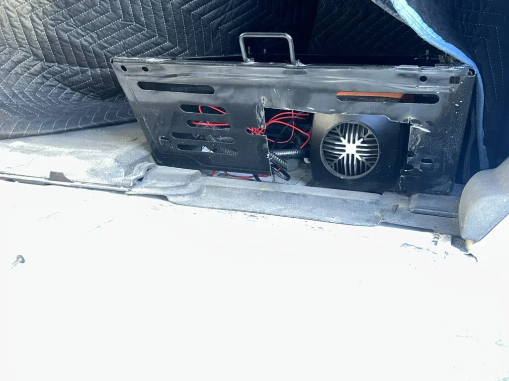 The cut seat platform before the custom cover was completed.