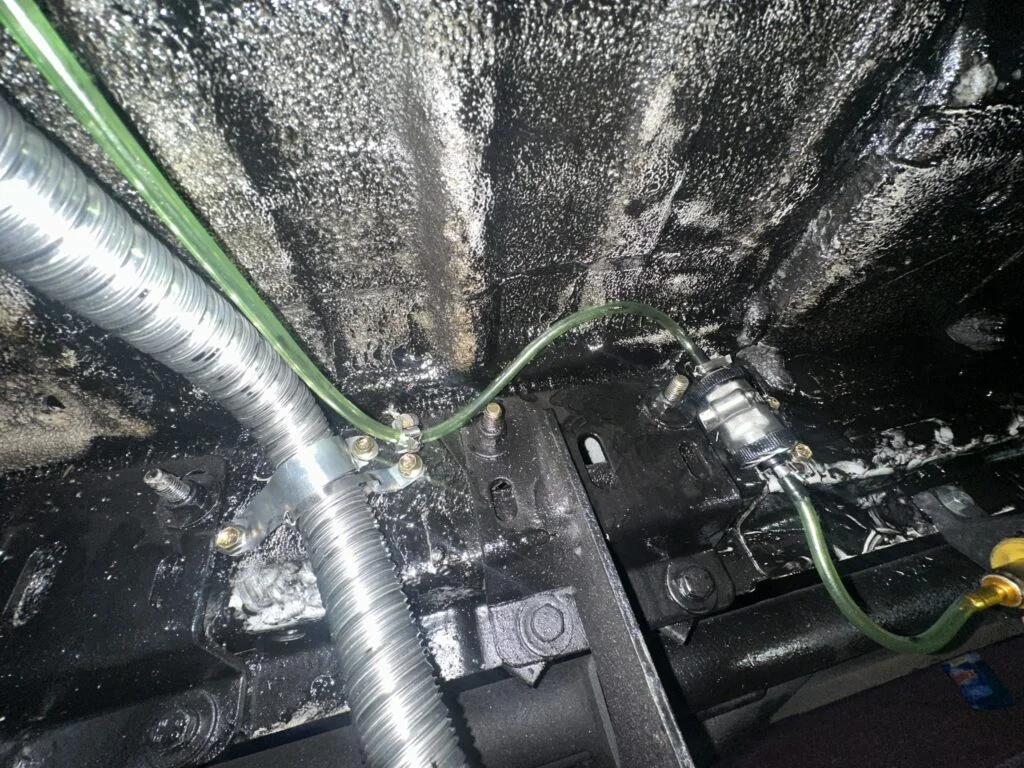 The underbody work area from my heater project, where access was tight.