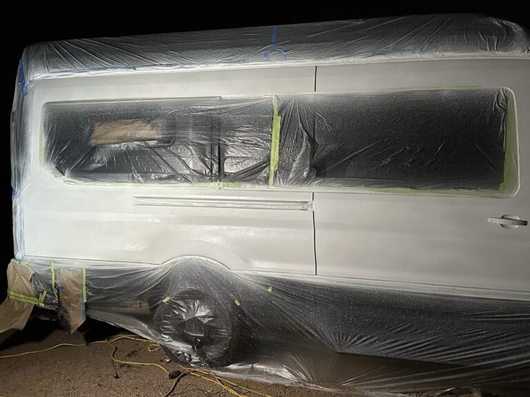 The Ford Transit masked for its white exterior coating