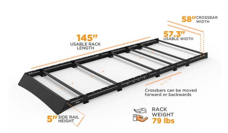 Ford Transit Flatline Low Pro Roof Rack - 148" High Roof Extended (Images, Dimensions) — reference image