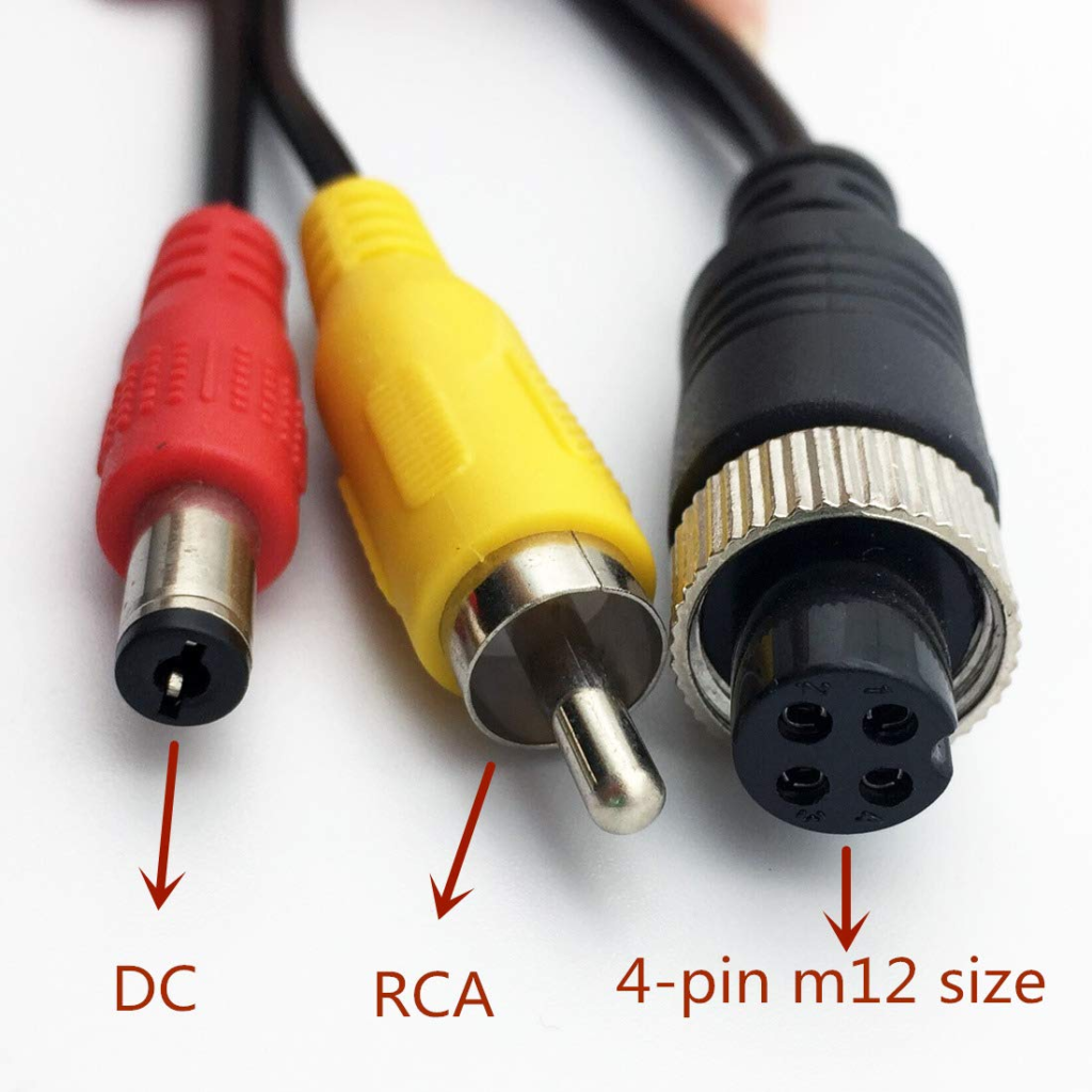 Splitting 4-Pin Aviation Connector Video Camera Signal to Included Monitor and Raspberry Pi (Links, Explanation) — reference image