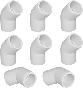 3/4" 45 Degree PVC Elbow Fitting, Furniture Grade 2 Way Right Angle Elbow Side Outlet, PVC Corner Fittings for DIY Building Furniture Greenhouse Shed Pipe Fittings Tent Connection (Pack of 8)