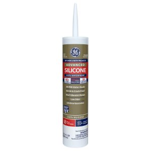 GE Advanced Silicone Caulk for Kitchen & Bathroom - 100% Waterproof Silicone Sealant, 5X Stronger Adhesion, Shrink & Crack Proof - 10 oz Cartridge, Clear, Pack of 1