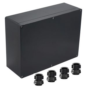 Junction Box IP65 Waterproof ABS Plastic Electrical Project Case Power Junction Boxes, Project Box with 4 PCS M16 Cable Glands 11.42x8.27x3.94 inch (290 x 210 x100 mm)