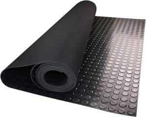 MYOYAY 1/8in Thick Rubber Garage Floor Mat 3.28 x 16.4 Ft Garage Flooring Mats Coin Pattern Flooring Rolls Non-Slip Parking Mats for Under Car Workshop, Black