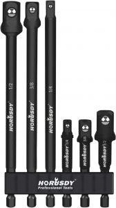 HORUSDY 6-Piece Impact Grade Power Drill Sockets Adapter Sets, 3-Inch and 6-Inch Hex Shank Impact Driver Socket Adapter, Socket to Drill Adapter 1/4" 3/8" 1/2" Impact Driver Adapter
