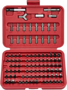 NEIKO 10048A Security Bit Set 100-Piece Set Cr-V Steel 1/4-inch Adapters Phillips Slotted Hex Torx Star Tamperproof Pozi Square Spanner Torque Tri-Wing Clutch Spline Wing Nut, Security Torx Bit Set
