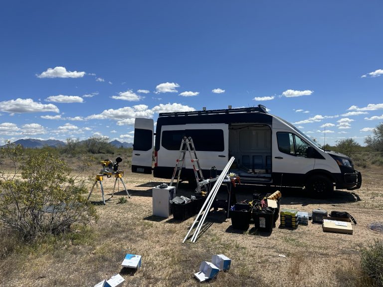 Camper Van Build Diary Day 96: Electrical Wiring and LED Lights on Roof - Day 2