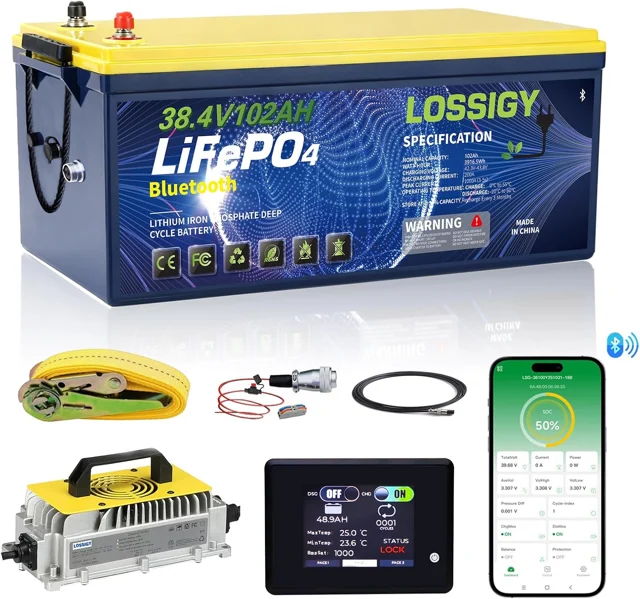 LOSSIGY 12V 400AH Lifepo4 Battery, Deep Cycle Rechargeable Lithium with BMS, 10 Yrs Lifespan, Prefect for Any Solar System, Best for Replacement Your Olds.